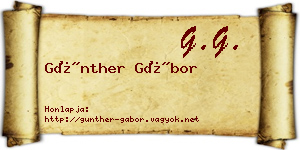 Günther Gábor névjegykártya